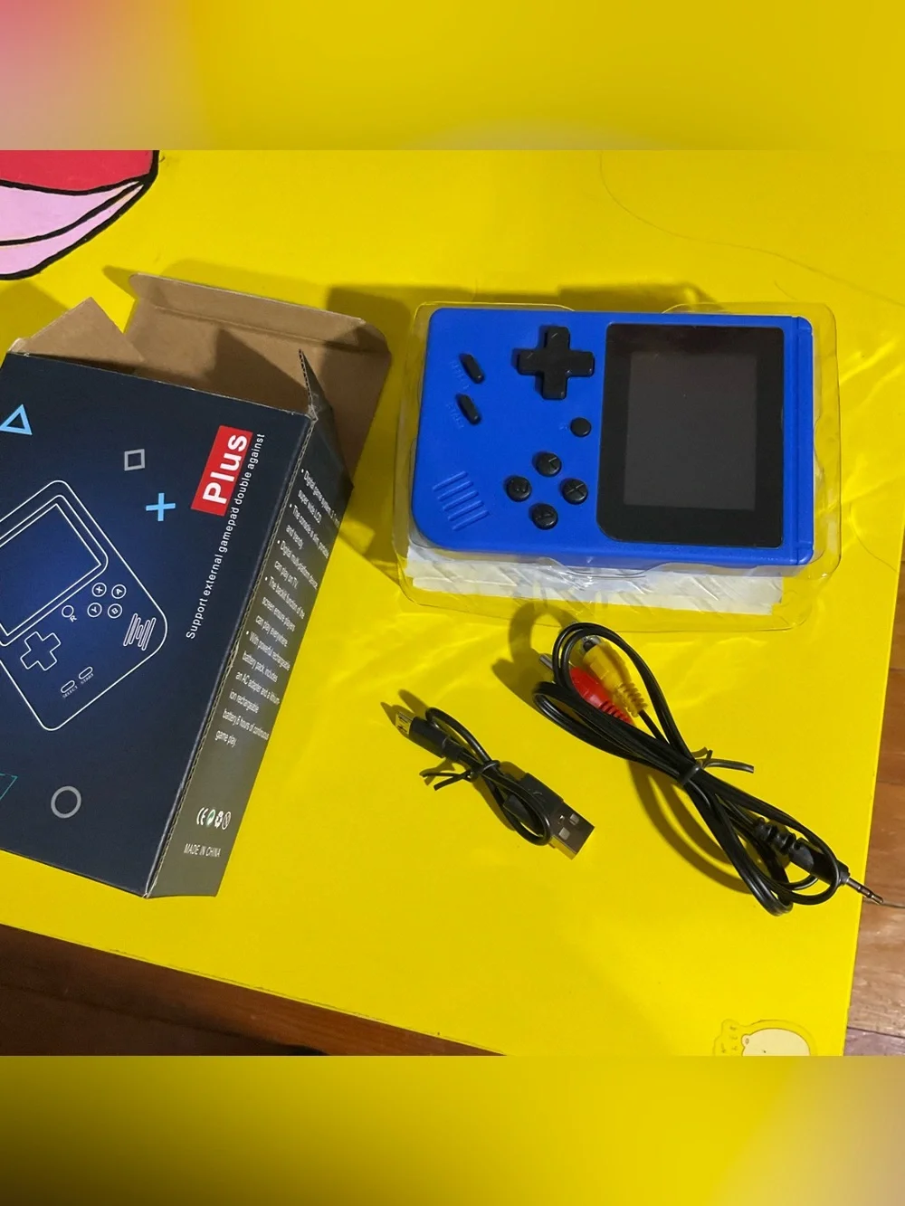 NWT Game Box Plus, retro handheld game console, blue, portable 8-bit system